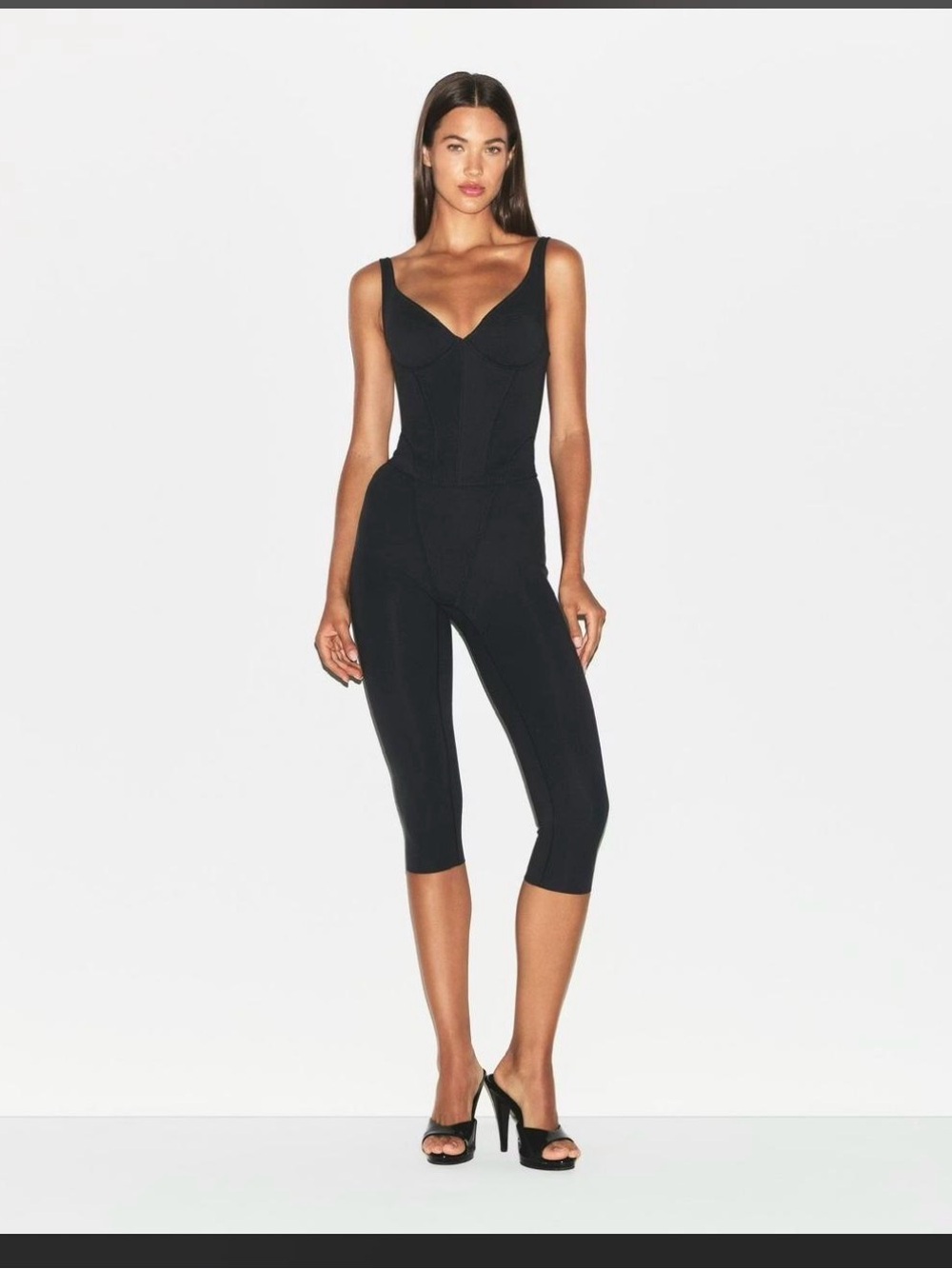 SKIMS Black Sculpting Capri Romper